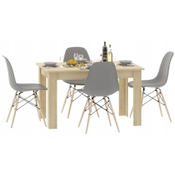 Stół kuchenny 110x70 Dąb Sonoma + 4 krzesła Skandynawskie Milano Szare